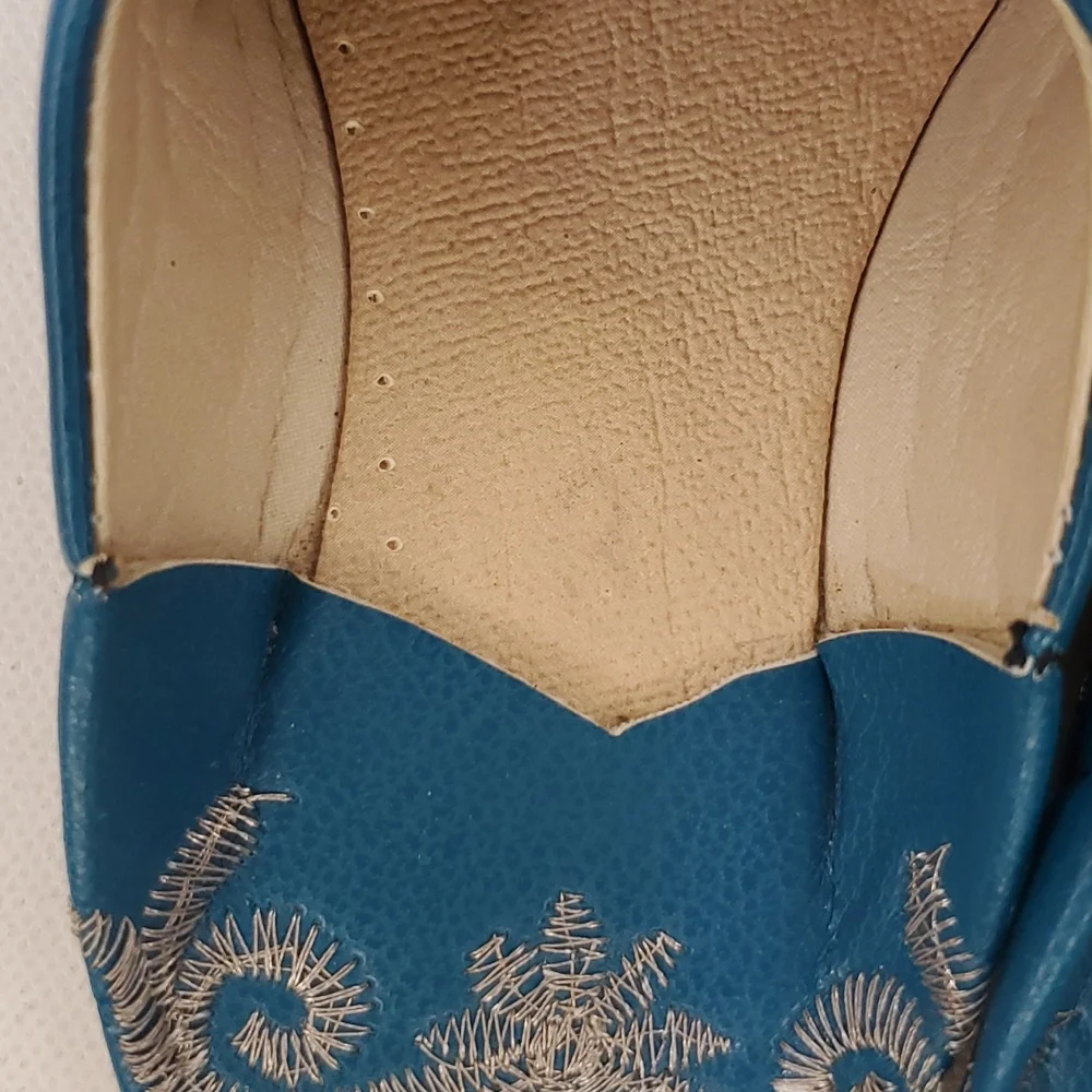 Moroccian leather embroidered slippers baby size... 3 or 4